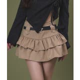 ベージュ | スターベルト付きティアードスカパン | WEGO【WOMEN】