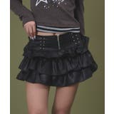 ブラック | スタッズフリルティアードミニスカパン | WEGO【WOMEN】