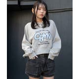 杢グレー | 襟付きグラフィックショートスウェット | WEGO【WOMEN】
