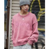 ピンク | ブリーチニットグラフィックプルオーバー | WEGO【MEN】