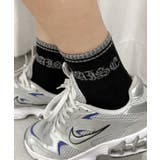 ブラック | ラメロゴラインアンクルパイルソックス | WEGO【WOMEN】