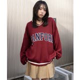 ワイン | VネックグラフィックニットBIGプルオーバー | WEGO【WOMEN】