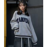 杢グレー | VネックグラフィックニットBIGプルオーバー | WEGO【WOMEN】