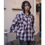 レッドチェック1 | オンブレチェックフードシャツ(LS) | WEGO【MEN】