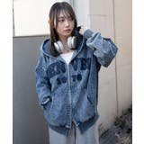 デニム中濃加工色 | カレッジロゴBIGZIPパーカー | WEGO【WOMEN】