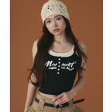 ブラック | レイヤードロゴボタンキャミ | WEGO【WOMEN】