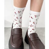 ホワイト | フラワー総柄リブソックス | WEGO【WOMEN】