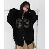 ブラック | カモフラナンバリングジップパーカー | WEGO【WOMEN】