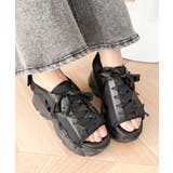 ブラック | 厚底レースアップリボンスポサン | WEGO【WOMEN】