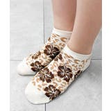オフホワイト | ハイビスカス柄ショートソックス | WEGO【WOMEN】