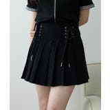 ブラック | ダブルレースアップデニムスカート | WEGO【WOMEN】