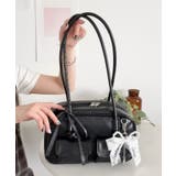 ブラック | レイヤーリボンチャーム付きボストンバッグ | WEGO【WOMEN】