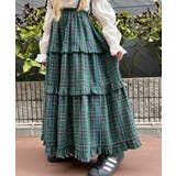 グリーン | 【WC】チェックティアードロングスカート 韓国 韓国ファッション | WEGO【WOMEN】