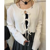 ホワイト | フロントリボンリブカーディガン 韓国 韓国ファッション | WEGO【WOMEN】