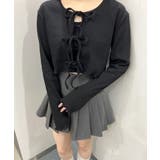 ブラック | フロントリボンリブカーディガン 韓国 韓国ファッション | WEGO【WOMEN】