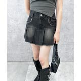 ブラック | 【Figments】プリーツヘムフリンジデニムミニスカート | WEGO【WOMEN】