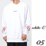 5.ホワイトC | トレーナー 裏起毛 薔薇刺繍 長袖 バラ メンズ レディース | WESTSEA