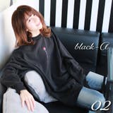 2.ブラックA | トレーナー 裏起毛 薔薇刺繍 長袖 バラ メンズ レディース | WESTSEA