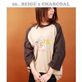 06.ベージュ×チャコール | レトロ tシャツ 7分袖 | WESTSEA