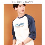 01.オフ×ネイビー | レトロ tシャツ 7分袖 | WESTSEA