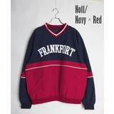 11.ネイビー×レッドB | リブライン ナイロン プルオーバー | WESTSEA