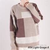 04.ライトグレージュA | ニット カラーブロッキング セーター | WESTSEA