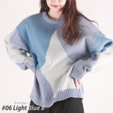06.ライトブルーB | ニット カラーブロッキング セーター | WESTSEA