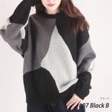 07.ブラックB | ニット カラーブロッキング セーター | WESTSEA