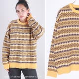 03.ライトイエロー | ジャガードボーダー柄オーバーサイズクルー | WESTSEA
