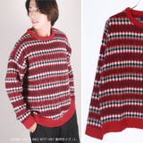 04.ワインレッド | ジャガードボーダー柄オーバーサイズクルー | WESTSEA