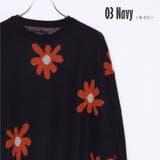03.ネイビー | 花柄 ニット セーター | WESTSEA