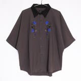 02.チャコール | 薔薇刺繍 ドルマンスリーブ シャツ | WESTSEA