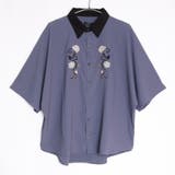 03.ブルー | 薔薇刺繍 ドルマンスリーブ シャツ | WESTSEA