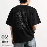 02.ブラック | フェイクスエード ローズ バックプリント | WESTSEA