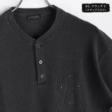 03.ブラックC（スタッズクロス） | ピグメント加工 ワッフル ヘンリーネックTシャツ | WESTSEA
