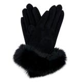 BLACK (ブラック) | 肌触りのよいモダール素材に手首まであったかい天然ラビットファーの高級手袋。121… |  Whap&Whab