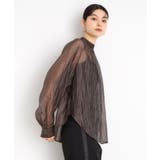 カーキ(028) | シアーチェックプリントブラウス | THE SHOP TK