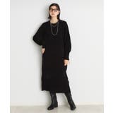 ブラック(019) | ベロア風モールニットワンピース | THE SHOP TK