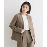 グレージュ(050) | 【セットアップ可】ウール調ノーカラージャケット | THE SHOP TK