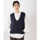 ネイビー(094) | 【春まで着られる】ニットベスト＆ブラウスセット/洗濯機OK | THE SHOP TK