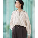 【後ろ姿もサマになる】ストライプ バックシャーリングシャツ/体型カバー/洗える | THE SHOP TK | 詳細画像1 