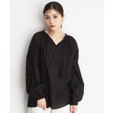 ブラック(019) | 袖刺繍コットンブラウス【洗える】 | THE SHOP TK