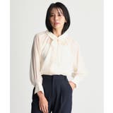 アイボリー(004) | 【ONOFF活躍/セレモニー/通勤】タイ付きラメジョーゼットシャツ/洗える | THE SHOP TK