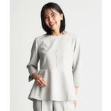 【ONOFF活躍/セレモニー/通勤】杢調カルゼペプラムブラウス/洗える | THE SHOP TK | 詳細画像4 
