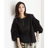 ブラック(019) | 袖シャーリングブラウス【洗濯機OK】 | THE SHOP TK