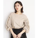 ベージュ(052) | 袖シャーリングブラウス【洗濯機OK】 | THE SHOP TK