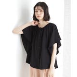ブラック(019) | 袖フレアブラウス【防シワ／接触冷感／洗濯機OK/セットアップ可】 | THE SHOP TK