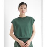 グリーン(023) | ラメシアーフレンチ袖トップス【セットUP可/洗濯機OK】 | THE SHOP TK