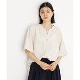 アイボリー(004) | 【秋色入荷 インしなくても決まる】ダブルポケット5分袖シャツ 体型カバー | THE SHOP TK