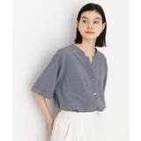 ブルー(092) | 【秋色入荷 インしなくても決まる】ダブルポケット5分袖シャツ 体型カバー | THE SHOP TK